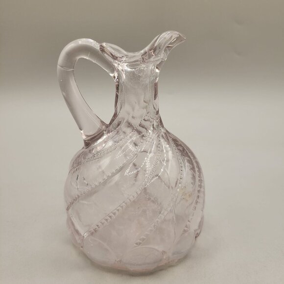 Antique George Duncan Beaded Swirl and Lens Sun Purple Glass Cruet 1880s - Picture 3 of 8